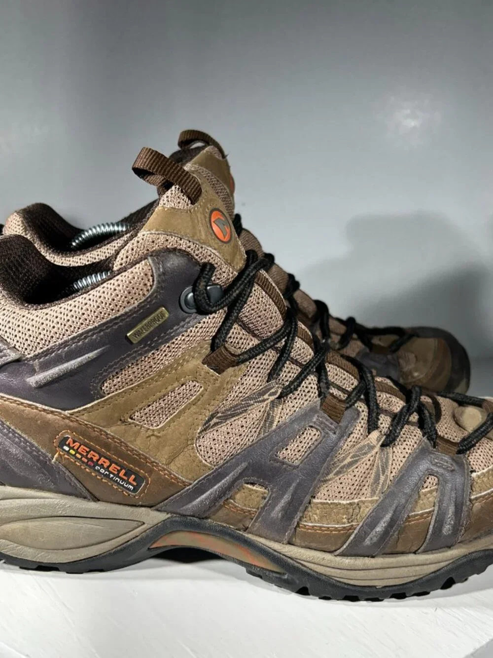 Merrell Pantheon Mens Hiking Boots Size 11 Mid Waterproof Brown Trail Sneakers